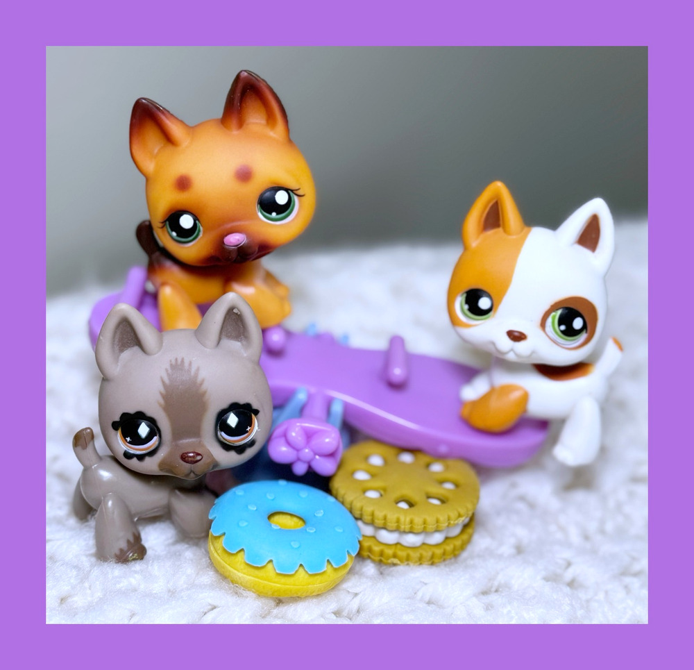 Authentic Littlest Pet Shop LPS #127 #357 #491 German Shepherd Puppy Dog Set